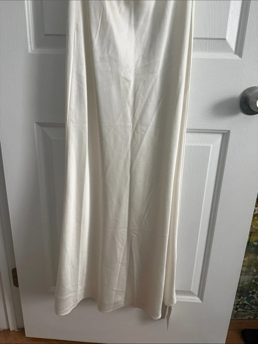 Abercrombie & Fitch Cream Satin Slip Maxi Dress